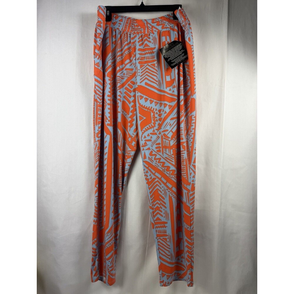 IMAN Global Chic Pants Orange and Blue XL Womens Flowy Lounge Pants